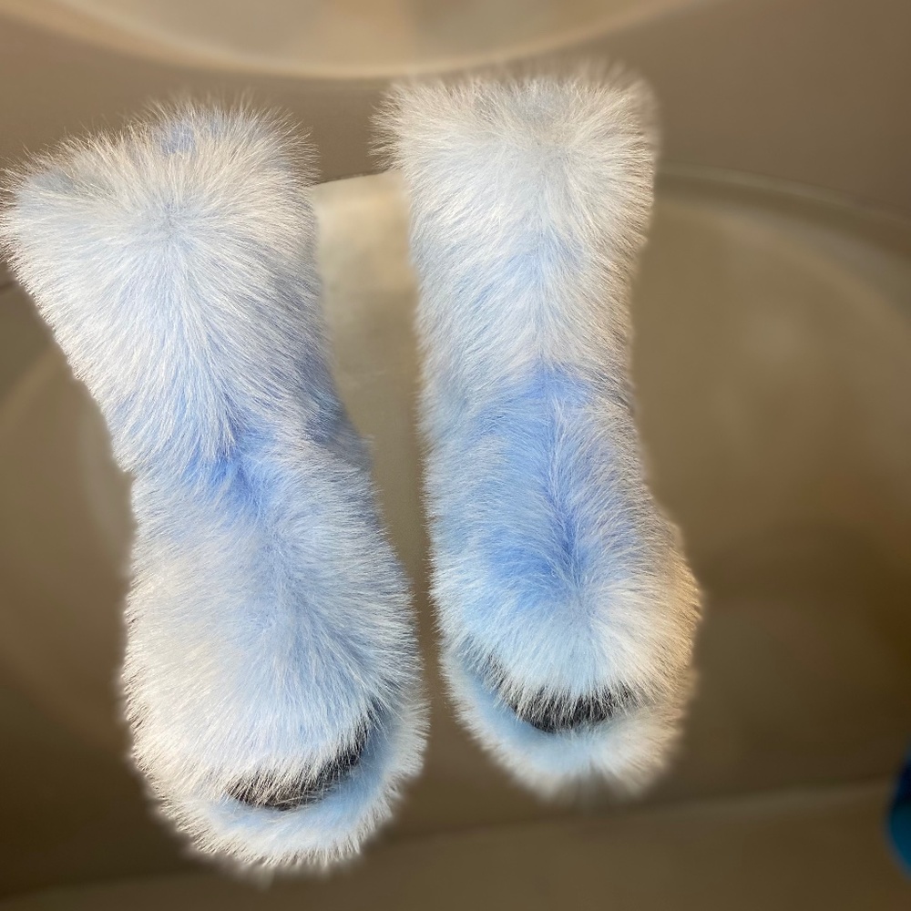 Light Blue Custom Faux Fur Boots sizes 8.5, 9